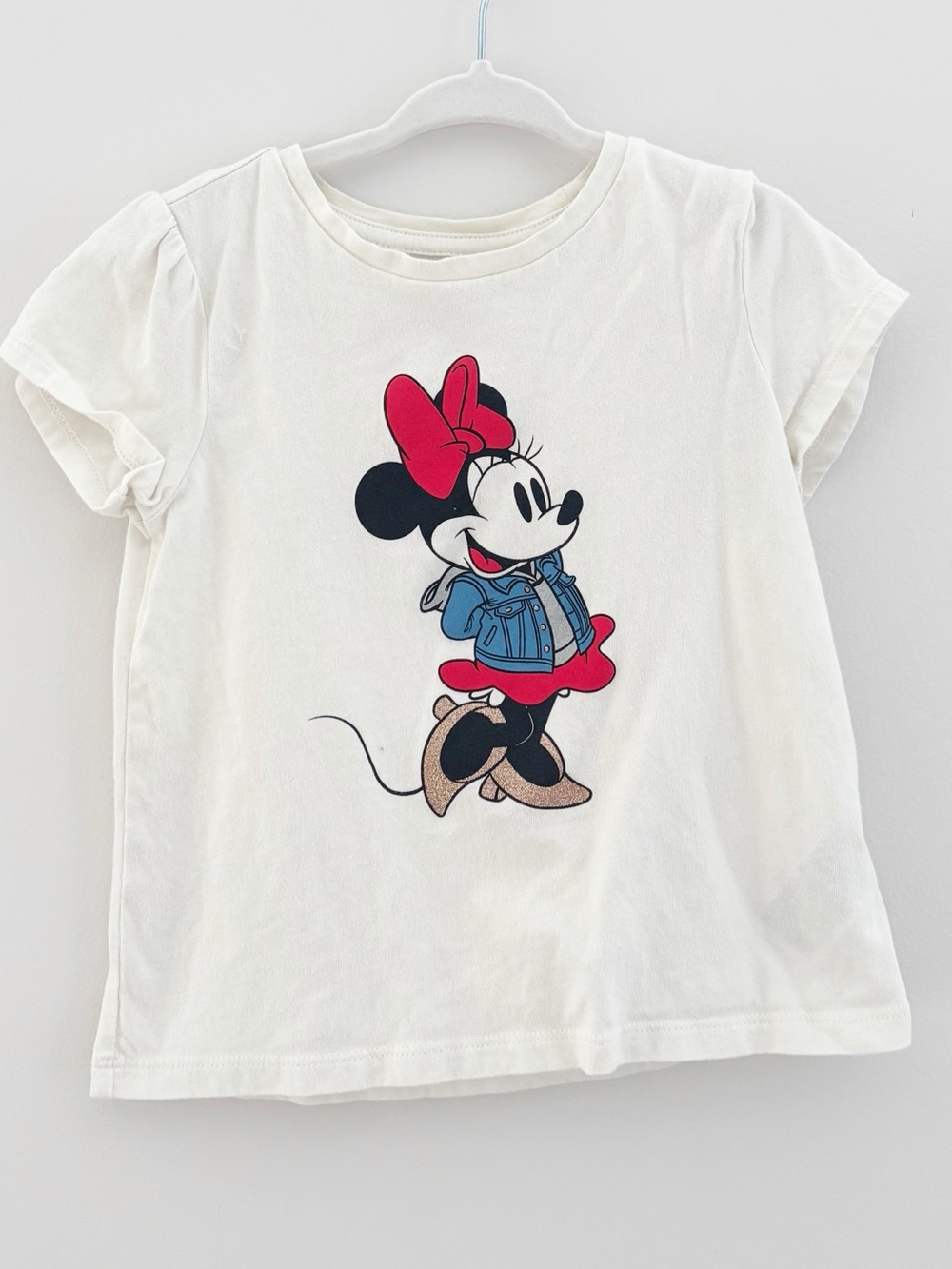 GAP White Minnie Mouse Graphic Tee with Red Bow